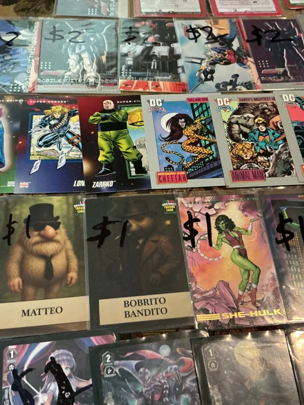 43 Trading Cards of Gundam Dc Marvel silver star MetaZoo cardfight & Brainrot